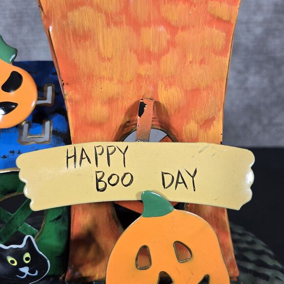 Halloween Haunted House Tealight Candle Holder Set of 2 Metal Ghost Pumpkin - Picture 12 of 12